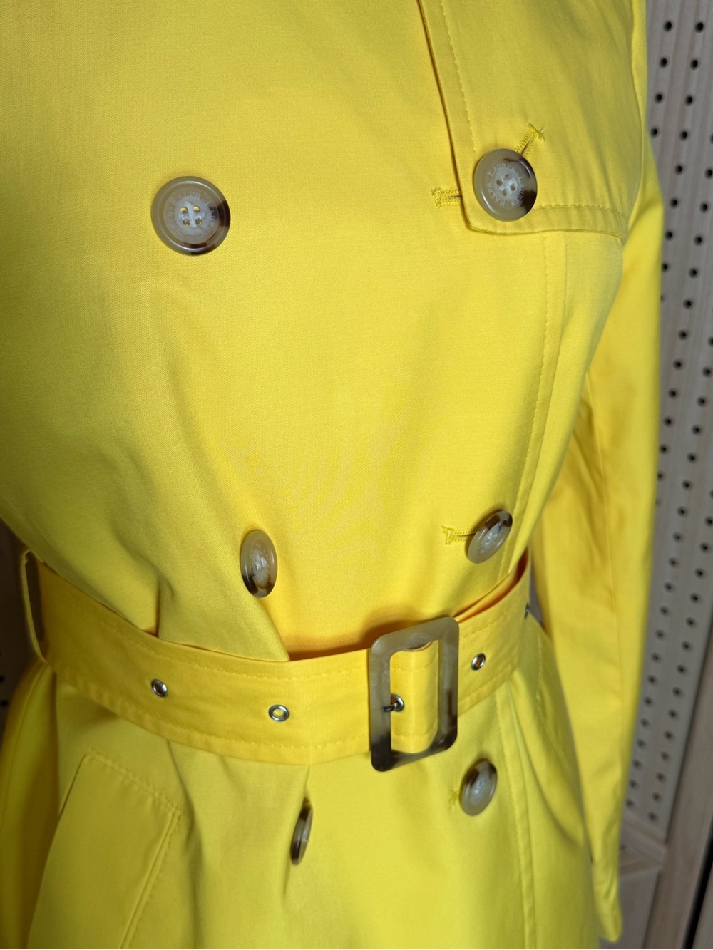 Lauren Ralph Lauren Yellow Trench Coat Jacket Size Small Cotton Blend l Raincoat - Picture 4 of 13
